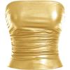 image:imageSOLY HUX Womens Faux Leather Strapless Crop Tube Tops Going Out Bandeau Shirts Rave Concert OutfitSolid Gold
