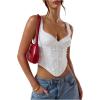 image:imageSOLY HUX Womens Floral Embroidered Crop Tops Lace V Neck Asymmetrical Going Out Tank TopPlain White
