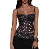 image:imageSOLY HUX Womens Floral Lace Trim Camisole Spaghetti Strap Fitted Shirt Top Summer Crop Cami TopsBlack and White