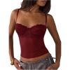 image:imageSOLY HUX Womens Floral Lace Trim Camisole Spaghetti Strap Fitted Shirt Top Summer Crop Cami TopsPure Burgundy
