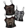 image:imageSOLY HUX Womens Goth Top 3 Packs Crop Camisole Y2k Graphic Fitted Spaghetti Strap Tank ShirtsBlack Graphic