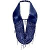 image:imageSOLY HUX Womens Gothic Grunge PU Leather Sparkly Halter Crop Top Y2k Deep V Neck Vest Rave OutfitsPure Blue