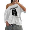 image:imageSOLY HUX Womens Graphic Tees Off The Shoulder Short Sleeve Oversized T Shirt Vintage Summer TopsWhite Graphic