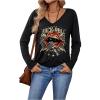 image:imageSOLY HUX Womens Graphic Tees V Neck Long Sleeve T Shirt Rock Roll Vintage Casual TopsBlack Letter