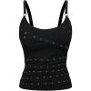 image:imageSOLY HUX Womens Grunge Studded Scoop Neck Tank Top Summer Sleeveless Ribbed Knit Party Tops StreetwearPlain Black