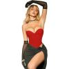 image:imageSOLY HUX Womens Lace up Boned Overbust Corset Tube Top Strapless Bustier Lingerie Bodyshaper TopsPlain Pure Red