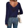 image:imageSOLY HUX Womens Long Sleeve T Shirts Lace Back Scoop Neck Tee Knitted Tops Fall ClothesDark Blue