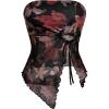 image:imageSOLY HUX Womens Mesh Drawstring Split Tube Top Strapless Sleeveless Asymmetrical Hem Summer TopsMulticoloured Floral