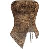 image:imageSOLY HUX Womens Mesh Drawstring Split Tube Top Strapless Sleeveless Asymmetrical Hem Summer TopsMulticoloured Leopard