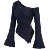 image:imageSOLY HUX Womens Off The Shoulder Long Sleeve Tops Y2K Going Out Crop Tees Asymmetrical Trendy T Shirts ClubwearDark Blue