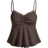 image:imageSOLY HUX Womens Peplum Tops Summer Casual Ruched Flowy Going Out Top Spaghetti Strap Tank CamisolePlain Coffee Brown