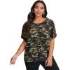 image:imageSOLY HUX Womens Plus Size Allover Print T Shirt Raglan Sleeve Loose Fit Casual Summer Tee TopArmy Green