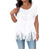 image:imageSOLY HUX Womens Plus Size Fringe T Shirt Rhinestone Crewneck Short Sleeve Tee Summer Casual TopsPlain White