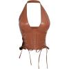 image:imageSOLY HUX Womens Plus Size Halter Tops PU Leather Deep V Neck Lace Up Backless Sleeveless Summer Crop Tank TopPure Brown
