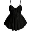 image:imageSOLY HUX Womens Plus Size Peplum Tops Cute Sweetheart Neck Tie Front Eyelet Cami Babydoll TopPure Black