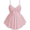image:imageSOLY HUX Womens Plus Size Peplum Tops Cute Sweetheart Neck Tie Front Eyelet Cami Babydoll TopPure Pink