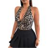 image:imageSOLY HUX Womens Plus Size Sexy Halter Deep V Neck Tank Top Backless Sleeveless Slim Fitted Going Out Crop TopsKhaki Leopard