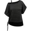 image:imageSOLY HUX Womens Plus Size Striped T Shirt Y2k Cold Shoulder Short Sleeve Summer Tops Drawstring Side Casual TeeBlack Striped