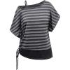 image:imageSOLY HUX Womens Plus Size Striped T Shirt Y2k Cold Shoulder Short Sleeve Summer Tops Drawstring Side Casual TeeGrey Striped