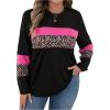 image:imageSOLY HUX Womens Plus Size T Shirts Leopard Color Block Tee Long Sleeve Crew Neck Casual Fall TopsMulticolor Leopard