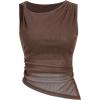 image:imageSOLY HUX Womens Ruched Glitter Tank Top Crew Neck Sleeveless Asymmetrical Going Out TopsSolid Brown