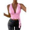 image:imageSOLY HUX Womens Sexy Deep VNeck Halter Crop Top Summer Beach Vacation Clothes Y2K Trendy Tank Top for Going Out PartyPlain Pink
