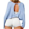 image:imageSOLY HUX Womens Sports Workout T Shirts Cutout Backless Long Sleeve Yoga Tees Athletic TopsPure Blue