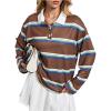 image:imageSOLY HUX Womens Striped Oversized T Shirts Collared Long Sleeve Vintage Tees StreetwearMulticolor Striped