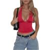 image:imageSOLY HUX Womens Y2K Halter Crop Tops V Neck Sleeveless Backless Going Out Slim Fit TopsSolid Red