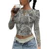 image:imageSOLY HUX Womens Y2k Camo T Shirt Crew Neck Long Sleeve Slim Fit Tee Going Out Crop TopsLight Grey Maple Leaf