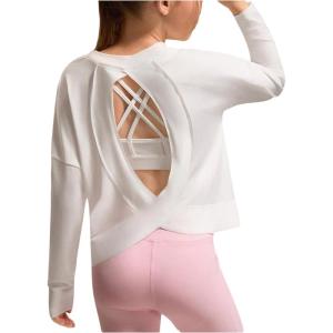 image:imageSOLY HUX Girls Long Sleeve TShirt Cutout Athletic Shirts Basic Sports Tee Tops ActivewearPure White