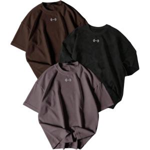 image:imageSOLY HUX Mens Athletic T Shirts 3 Packs Sports Tees Short Sleeve Crew Neck Gym Active TopsBrown Black Purple