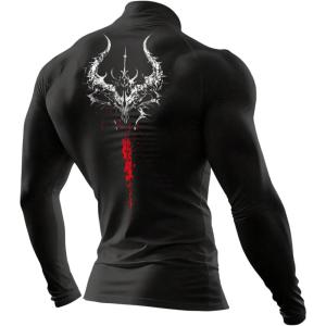 image:imageSOLY HUX Mens Workout Shirts Gothic Graphic Tees Long Sleeve Mock Neck Athletic T Shirt Sports Running Gym TopsBlack Letter