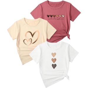 image:imageSOLY HUX Womens 3 Pack T Shirt Heart Print Graphic Tees Short Sleeve Crew Neck Summer TopsMulticolor Heart