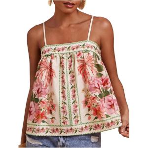 image:imageSOLY HUX Womens Boho Floral Cami Top Spaghetti Strap Sleeveless Vacation Summer CamisoleBeige Floral
