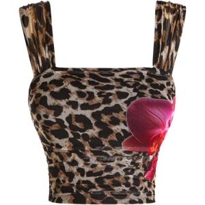 image:imageSOLY HUX Womens Floral Print Tank Tops Square Neck Sleeveless Going Out Tops Double Lined Summer Crop Tank TopsCheetah Floral