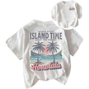 image:imageSOLY HUX Womens Hawaiian Beach T Shirts Tropical Graphic Tess Short Sleeve Tops Vacation ClothesWhite Graphic