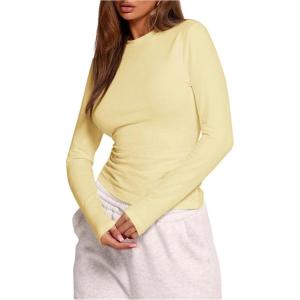 image:imageSOLY HUX Womens Long Sleeve T Shirt Crewneck Slim Fit Tee Casual Going Out TopsPlain Butter Yellow