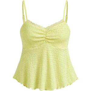 image:imageSOLY HUX Womens Peplum Tops Summer Casual Ruched Flowy Going Out Top Spaghetti Strap Tank CamisolePlain Yellow