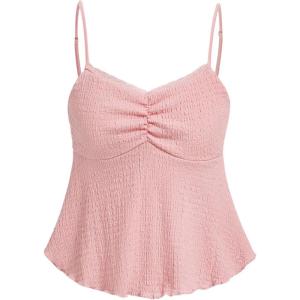 image:imageSOLY HUX Womens Peplum Tops Summer Casual Ruched Flowy Going Out Top Spaghetti Strap Tank CamisolePure Pink