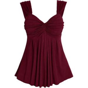 image:imageSOLY HUX Womens Plus Size Babydoll Tops Twist Front Sleeveless Peplum Flowy Going Out TopPure Burgundy