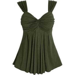 image:imageSOLY HUX Womens Plus Size Babydoll Tops Twist Front Sleeveless Peplum Flowy Going Out TopSolid Army Green