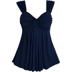image:imageSOLY HUX Womens Plus Size Babydoll Tops Twist Front Sleeveless Peplum Flowy Going Out TopSolid Dark Blue
