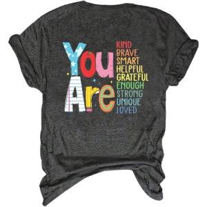 image:imageSOLY HUX Womens Plus Size Letter Graphic Tees Short Sleeve Crew Neck TShirt Teacher ShirtsDark Grey