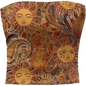 image:imageSOLY HUX Womens Summer Bandeau Tube Tops Boho Printed Strapless Fitted Crop Vest ShirtsBrown Printed