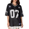 image:imageSOLY HUX Jersey Shirts for Women Y2k Graphic Number Oversized Tees V Neck Half Sleeve Cute Soccer Streetwear T Shirt TopsBlack Number Print