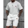 image:imageSOLY HUX Mens 2 Piece Summer Outfits Letter Short Sleeve T Shirt Tops and Shorts Set TracksuitWhite Letter
