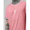 image:imageSOLY HUX Mens Crown Letter Print Striped Trim Tee Tops Short Sleeve Crew Neck Summer T ShirtDusty Pink