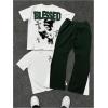 image:imageSOLY HUX Mens Graphic Summer Outfits Y2k Grunge Short Sleeve T Shirt Pants Set Hip Hop Streetwear 2 PieceDark Green Multi
