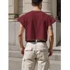 image:imageSOLY HUX Mens Short Sleeve Crew Neck Cropped T Shirts Summer Basic Baggy Tee TopsSolid Burgundy